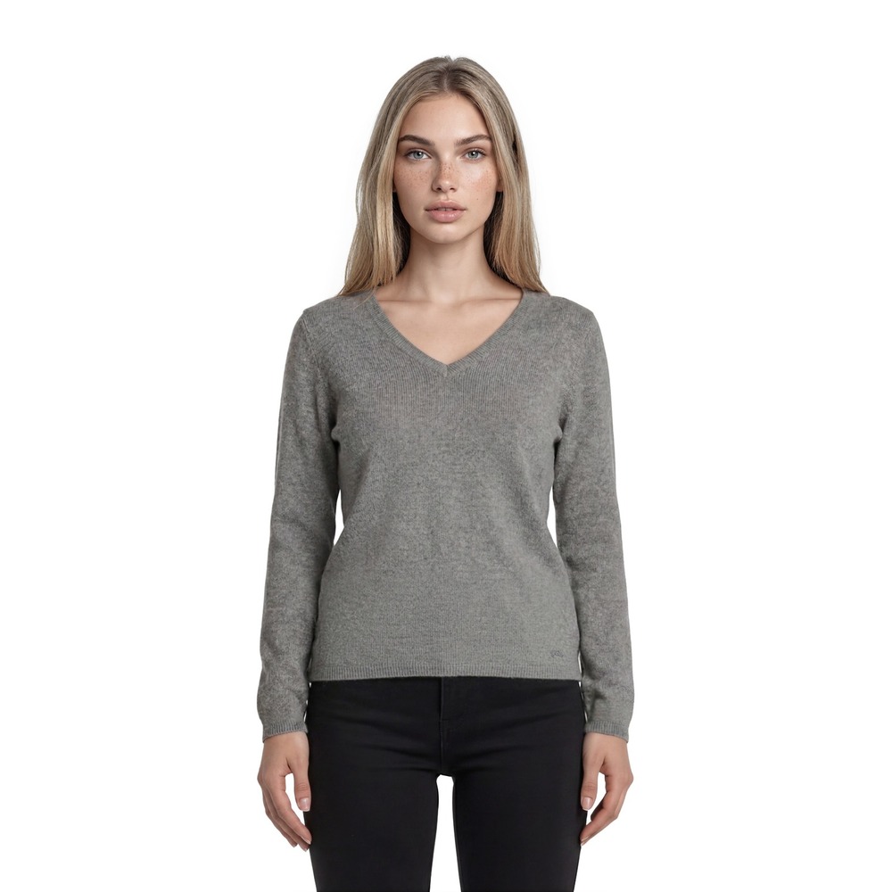 New In Cashmere Sweater Womens Size Small Gray V Neck 100% Cashmere Breeders Cup